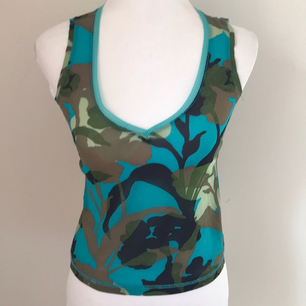 Piazza Sempione Blue/Green Print Silk Sleeveless Top